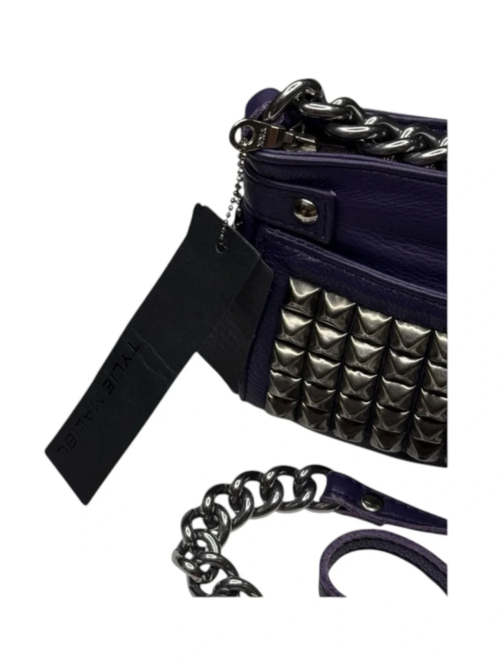 Y2K: new Tylie Malibu 𖢻 Runaway Rockstud Simone Cross Body Bag 𖢻 Purple Leather
